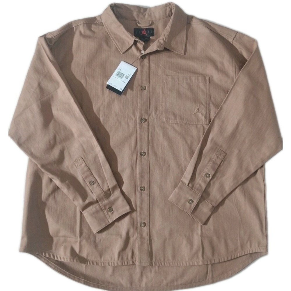 Air‎ Jordan Essentials Button Down Shirt Mens 2XL Brown Long Sleeve FV7446 223